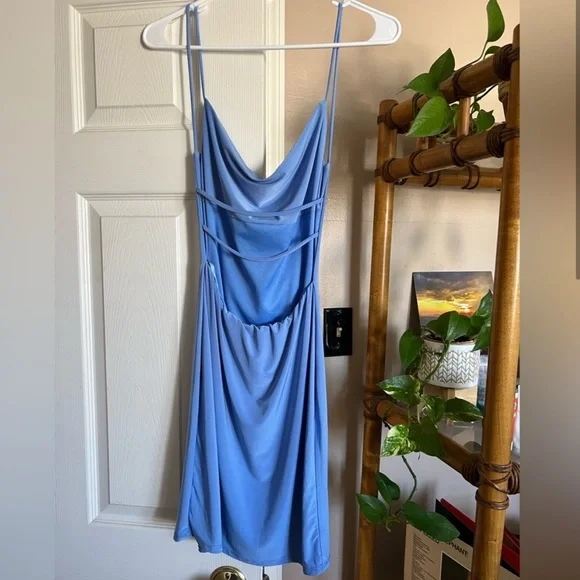 Saint Sky Blue Open Back Scoop Neck Mini Dress - Picture 5 of 7